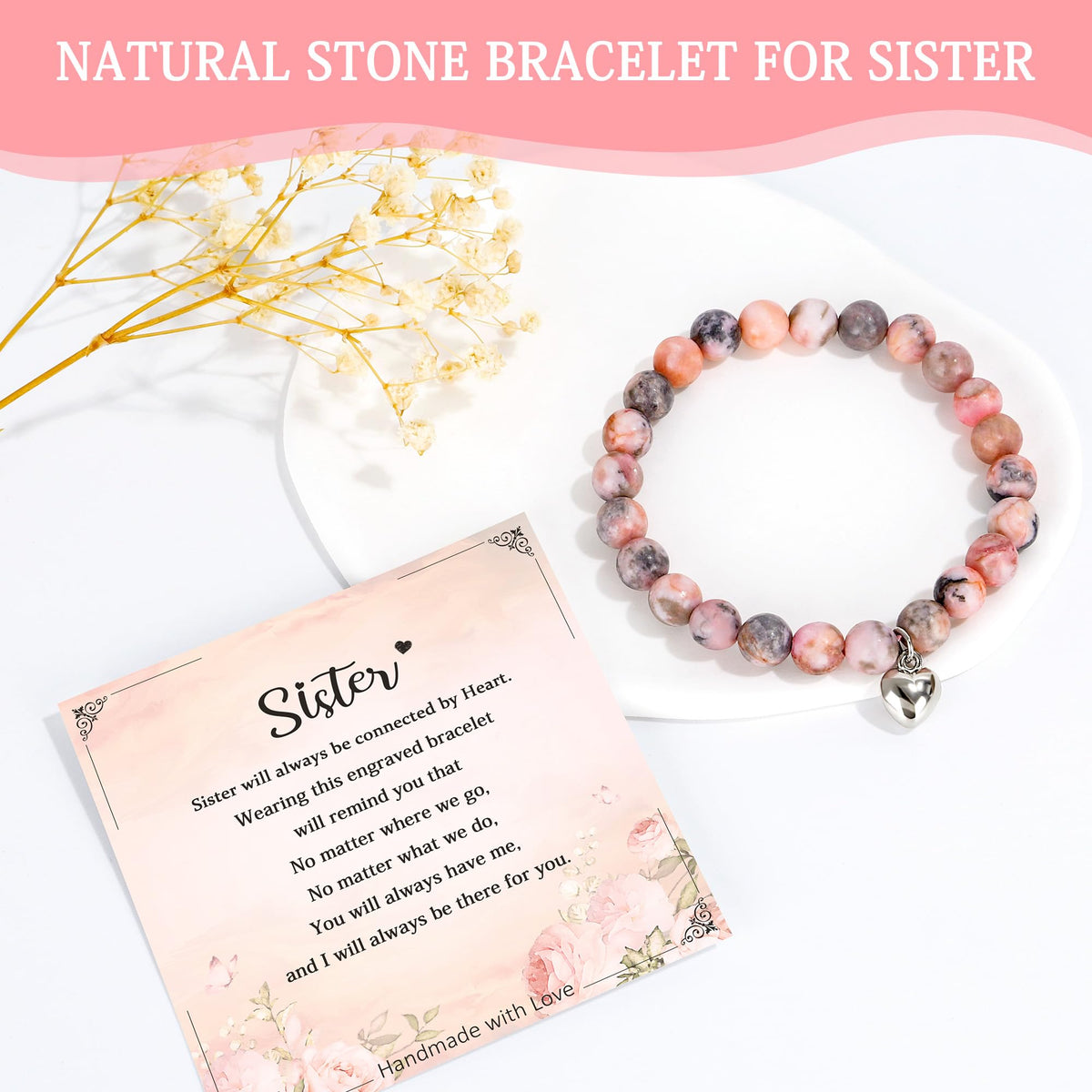 Sister Gifts from Sisters Birthday Gifts for Sisters Adult Best Sister Ever Gift Ideas for Women Cool Presents Set with Funny Glass Cup, Unique Makeup Bag, Scented Candle, Bracelet, Keychain, Card