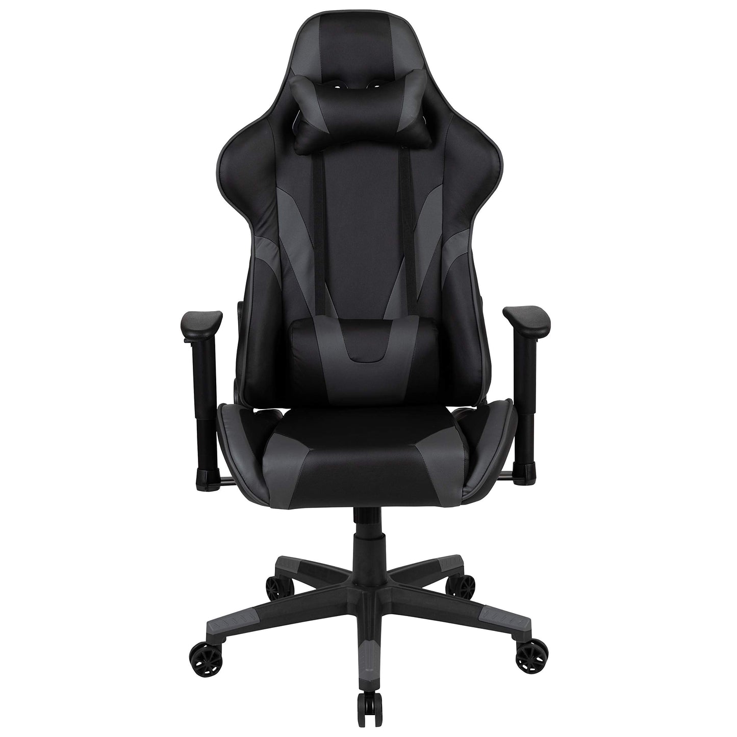 Flash Furniture X20 Gaming Chair Racing Office Ergonomic Computer PC Adjustable Swivel Chair with Fully Reclining Back in Gray LeatherSoft