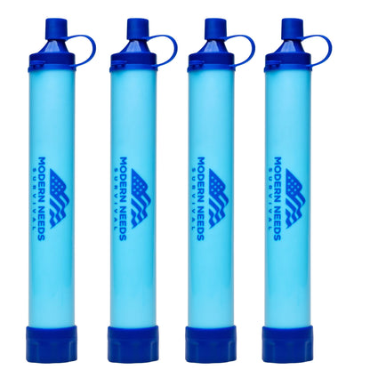 MODERN NEEDS Ready Filter Personal Water Filter Straw | Backpacking Water Filter for Hiking & Camping | Portable Water Purifier Camping | Emergency Survival Gear & Camping Survival Kit | 4 Pack
