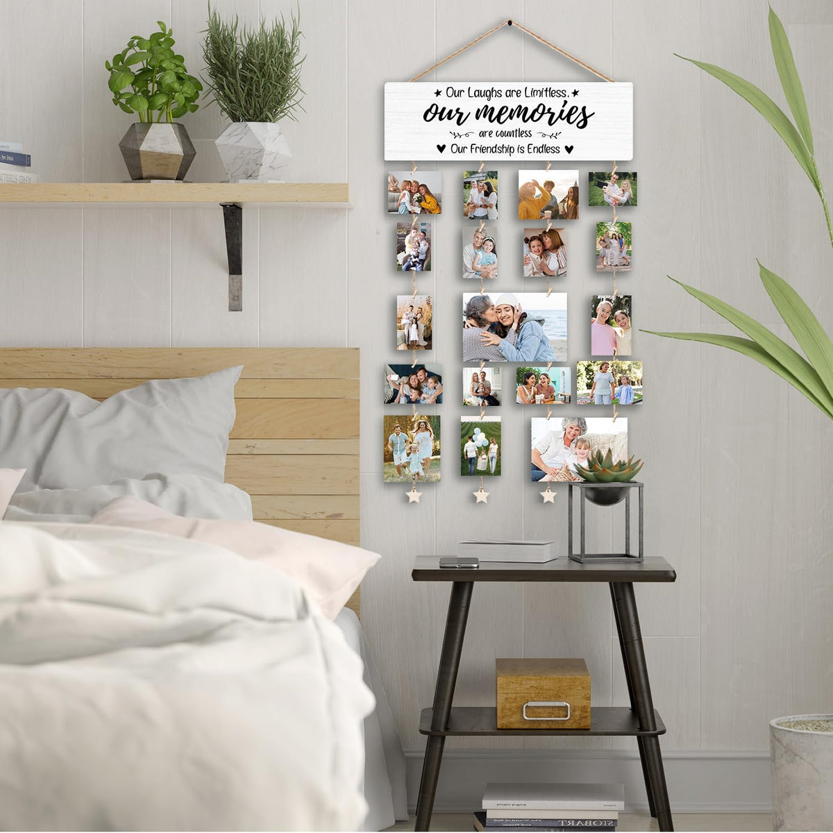 YZSLA Friendship Gifts for Women Best Friend Picture Frames-Our Laughs are Limitless,Our Memories are Countless,Our Friendship is Endless Collage Photo Hanging Display Picture Board Bedroom Wall Decor