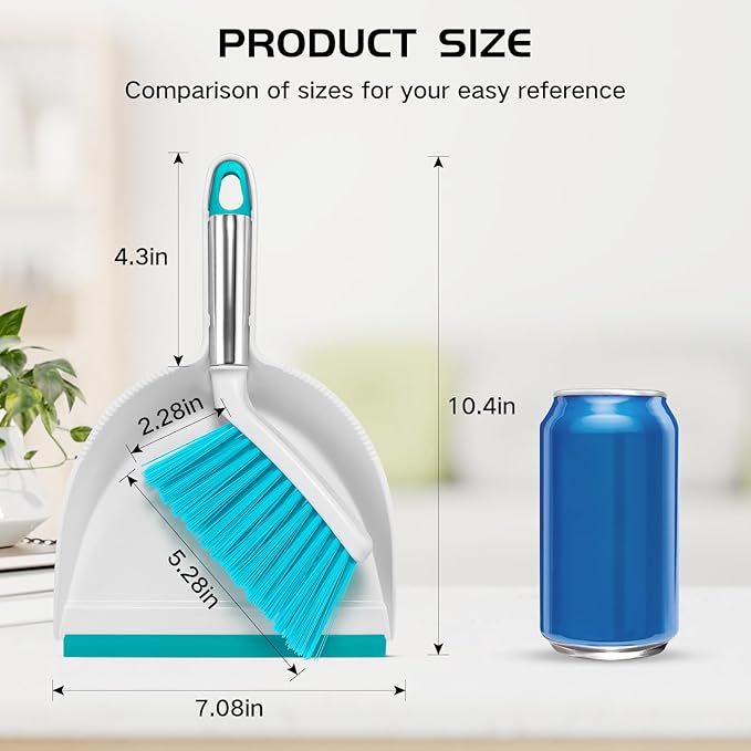 NACENA Mini Broom and Dustpan Set, Small Dust Pan and Brush Set