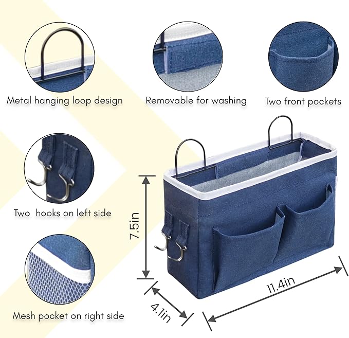 2pcs Middle Wall Hanging Organizer Bag, Linen Fabric Door Hanging Storage Basket