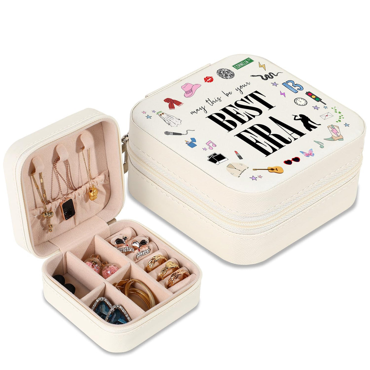 Jewelry Box, Small Jewelry Case for Taylor Fans, Taylor Gifts Merch, Portable Jewelry Case with Best Era for Bracelet, Necklace, Ring, Earring Organizer Holder Storage Boxes
