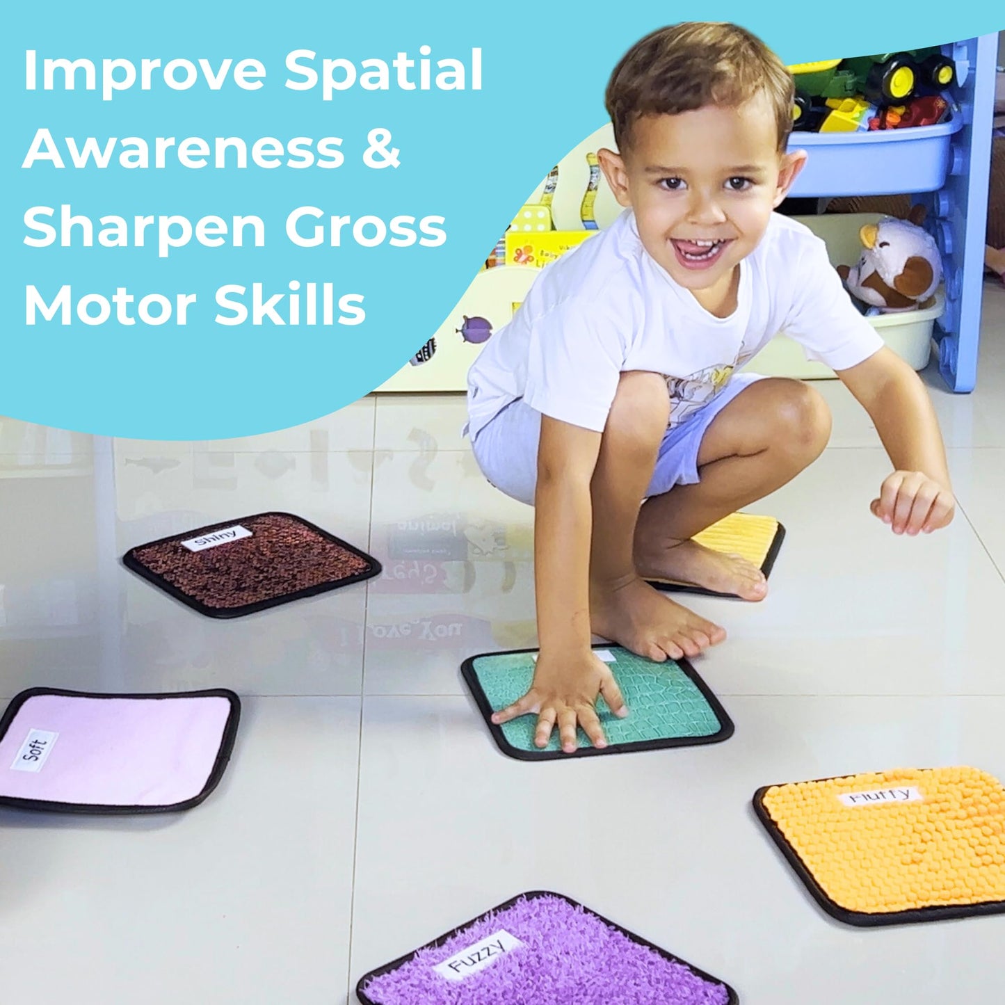 9 Labeled Sensory Mats w/Lesson Plans | Autism Sensory Products | Preschool Classroom Must Haves | Montessori Toys | Sensory Tiles for Sensory Wall Toys