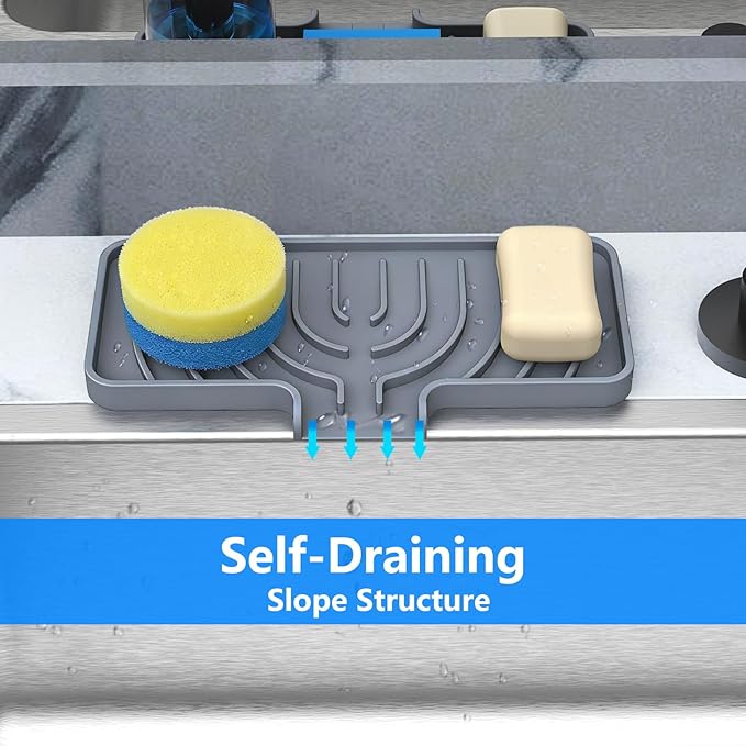 Sponge Holder for Kitchen Sink, Dish Sponge Holder & Soap Tray