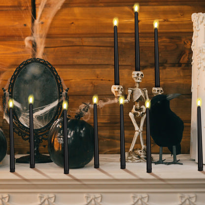 Liliful 24 Pcs Halloween Hanging Floating Candles Flameless LED Taper Candles Magic Hanging Flameless Candles Battery Operated Warm Light for Halloween Party Decor(Black,11.8inch)