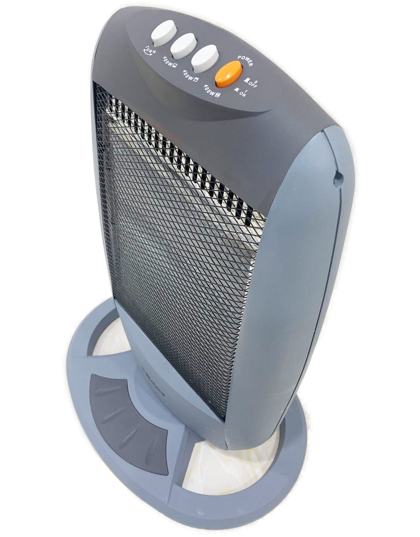 Belaco Halogen electric Heater portable heater with 3 Heat Settings 3 Bar resistant base 1200W 90 Degree Oscillation Compact Carry Handle Safety Tip Over Switch Gray