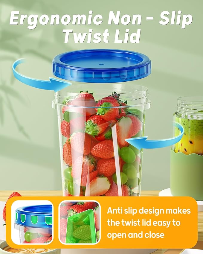 6 Pack-34 oz Freezer Storage Containers, Plastic Food Storage Containers