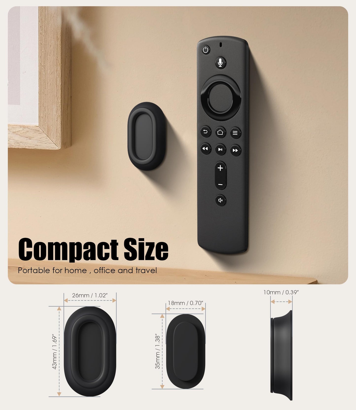 Nearockle 5 Pack Magnetic Remote Control Holder Wall Mount, Upgraded Silicone Remote Control Organizer Strong Adhesive TV Remote Charger Holder Caddy Back of TV (Black)