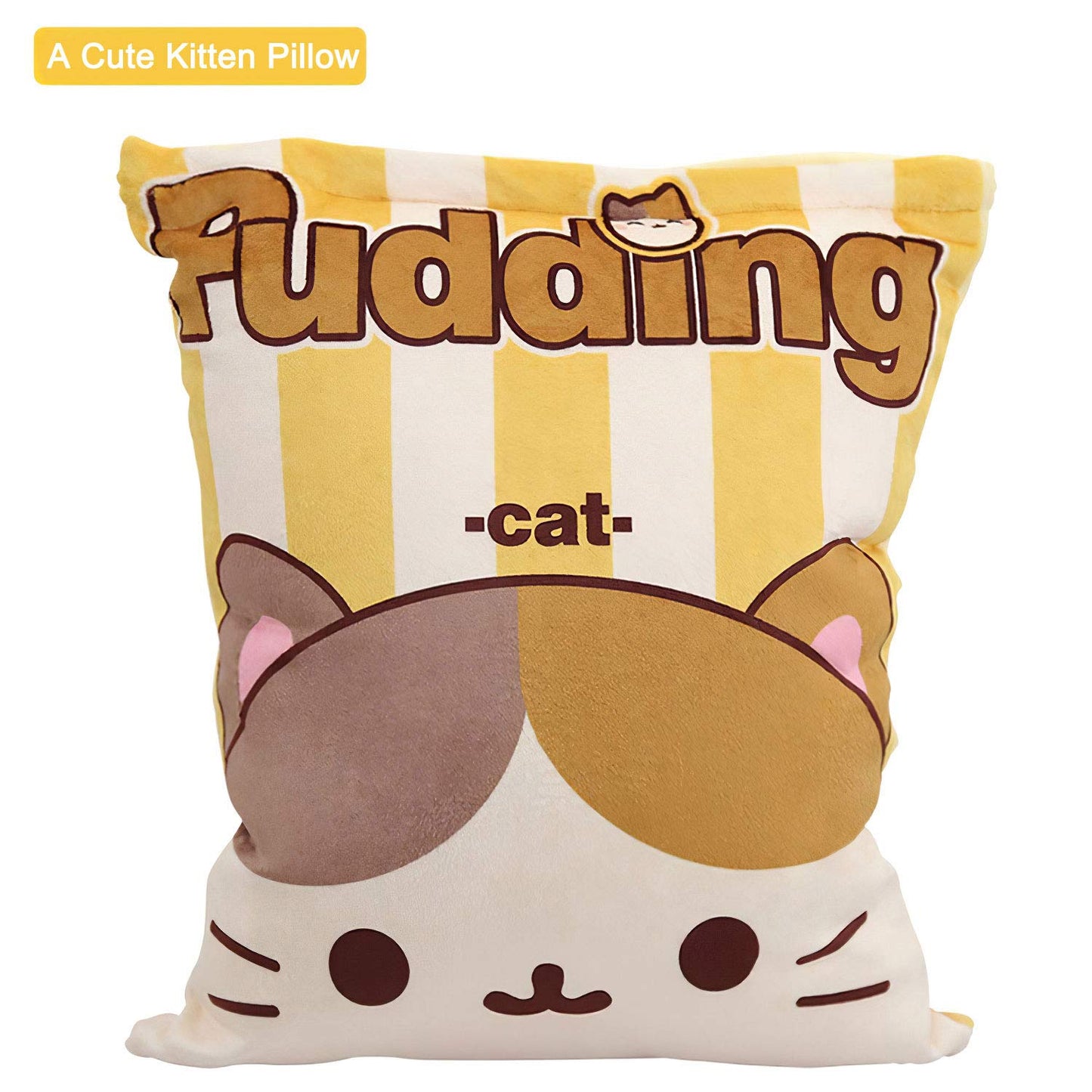 Naixin Cute Snack Pillow Stuffed Animal Toys Pudding Decorative Removable Kitty Cat Dolls Creative Toy Gifts for Teens Girls Kids,Height:35-40CM