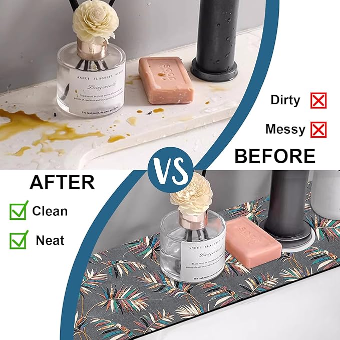 Ceramic Texture Sink Splash Guard Kitchen Tiles Faucet Absorbing Mat Fast