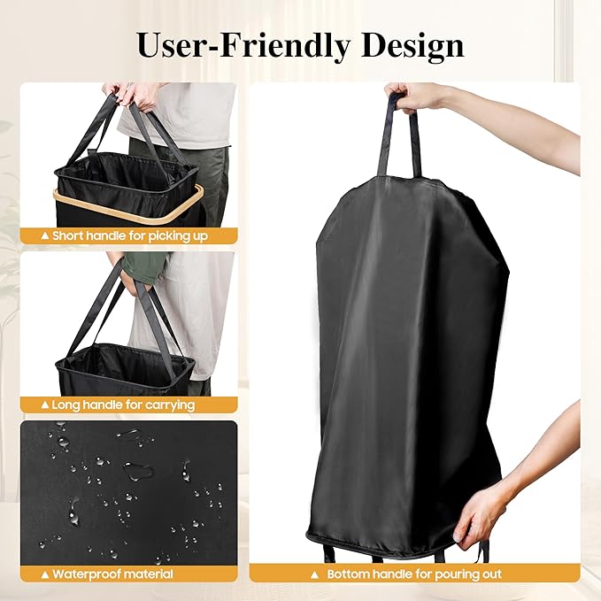 Large Laundry Hamper, 75L Waterproof Laundry Basket