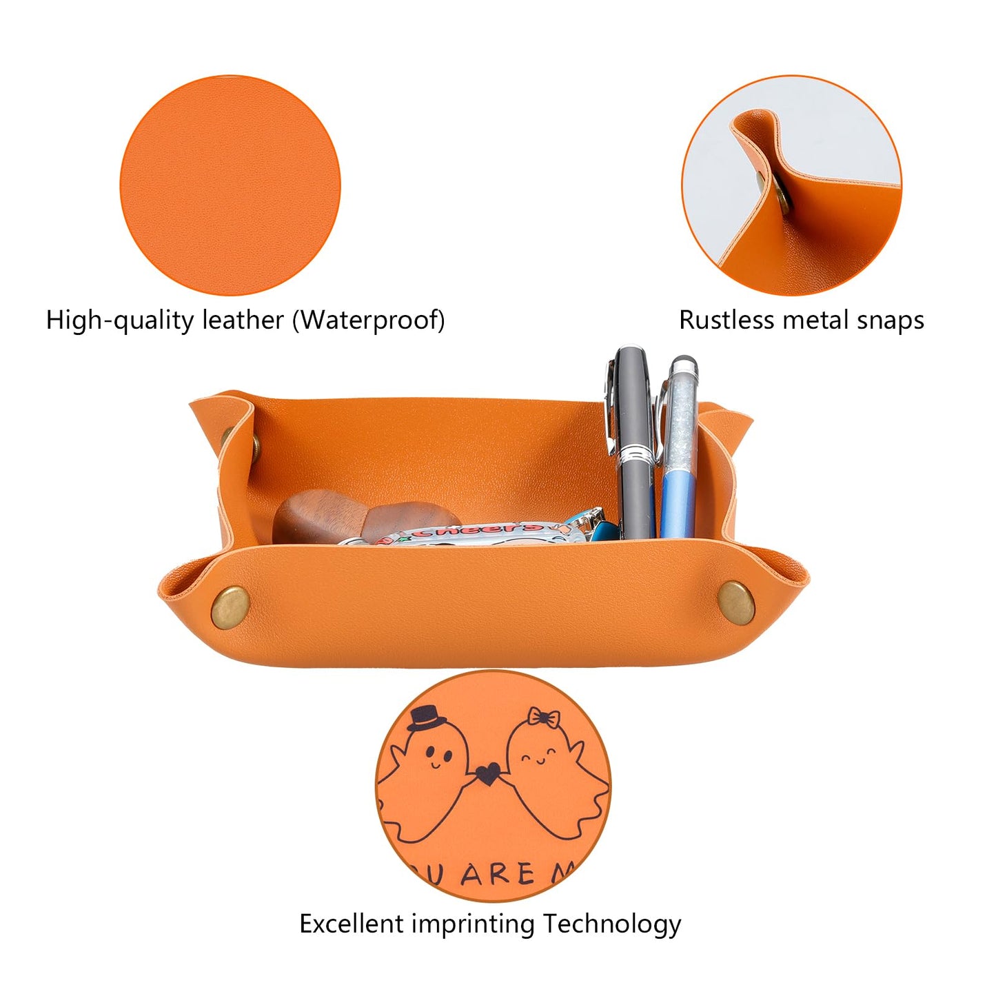 Halloween Boo Basket Stuffers for Him Her Halloween Stuff Gifts for Men Women Spooky Basket Stuffers Scream Themed Gifts for Girlfriend Boyfriend Anniversary Day Gift for Couple Christmas Leather Tray