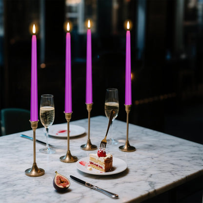 Wondise Halloween Flameless Taper Candles with Remote & Timer, 4 Pack Purple Battery Operated LED Candles with 3D Wick Flickering for Halloween Decorations Gift