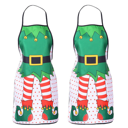 DearHouse 2 Pack Christmas Elf Apron, Cute Adjustable Kitchen Chef Bib BBQ Cooking Funny Flirty Aprons for Adult，Holiday Kitchen Apron Funny Creative Thanksgiving