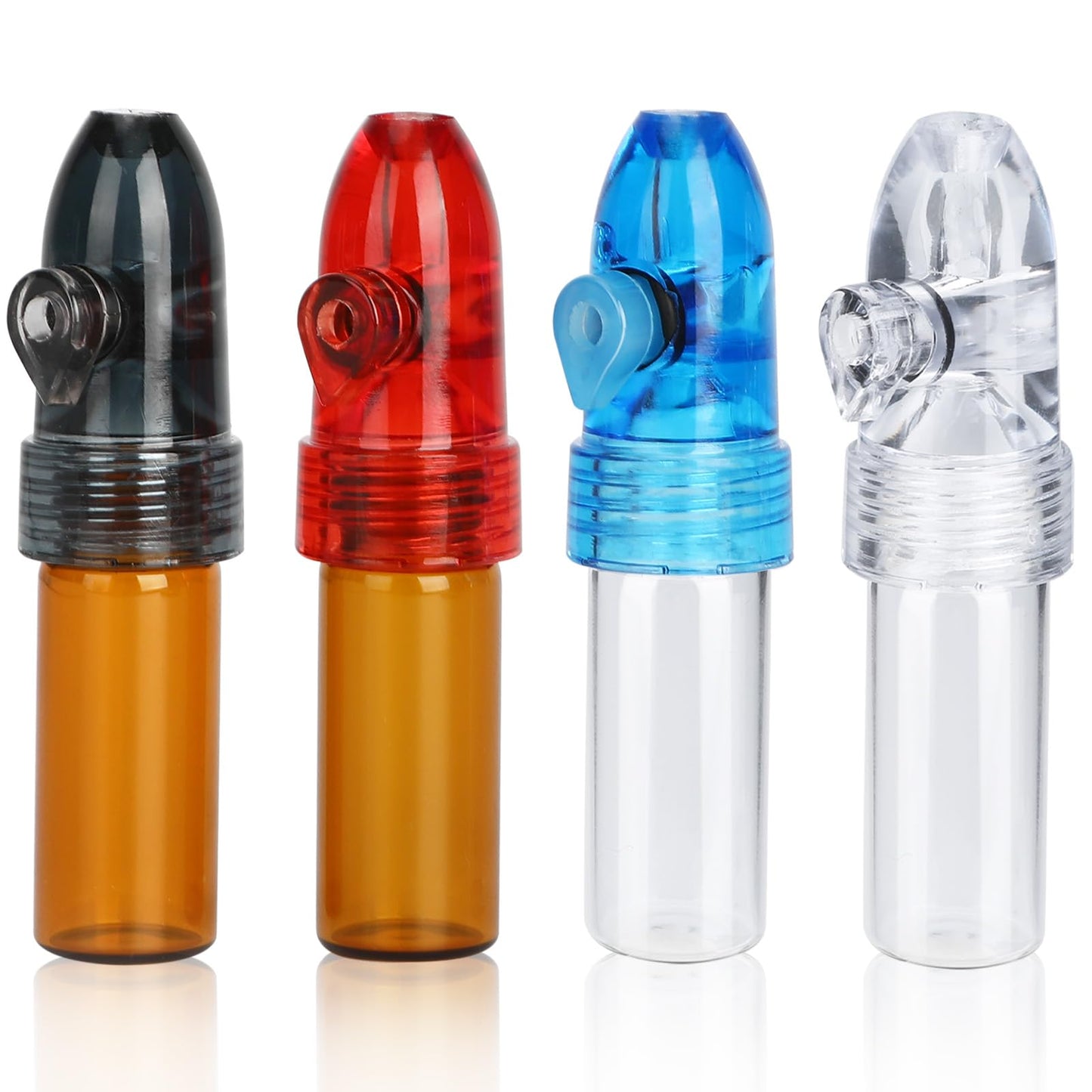 MGOJIJINN Portable Spice Dispenser, with Knob Switch Storage Bottle, Salt and Pepper Shakers (4 Pack),refillable Glass Bottle for Traveling