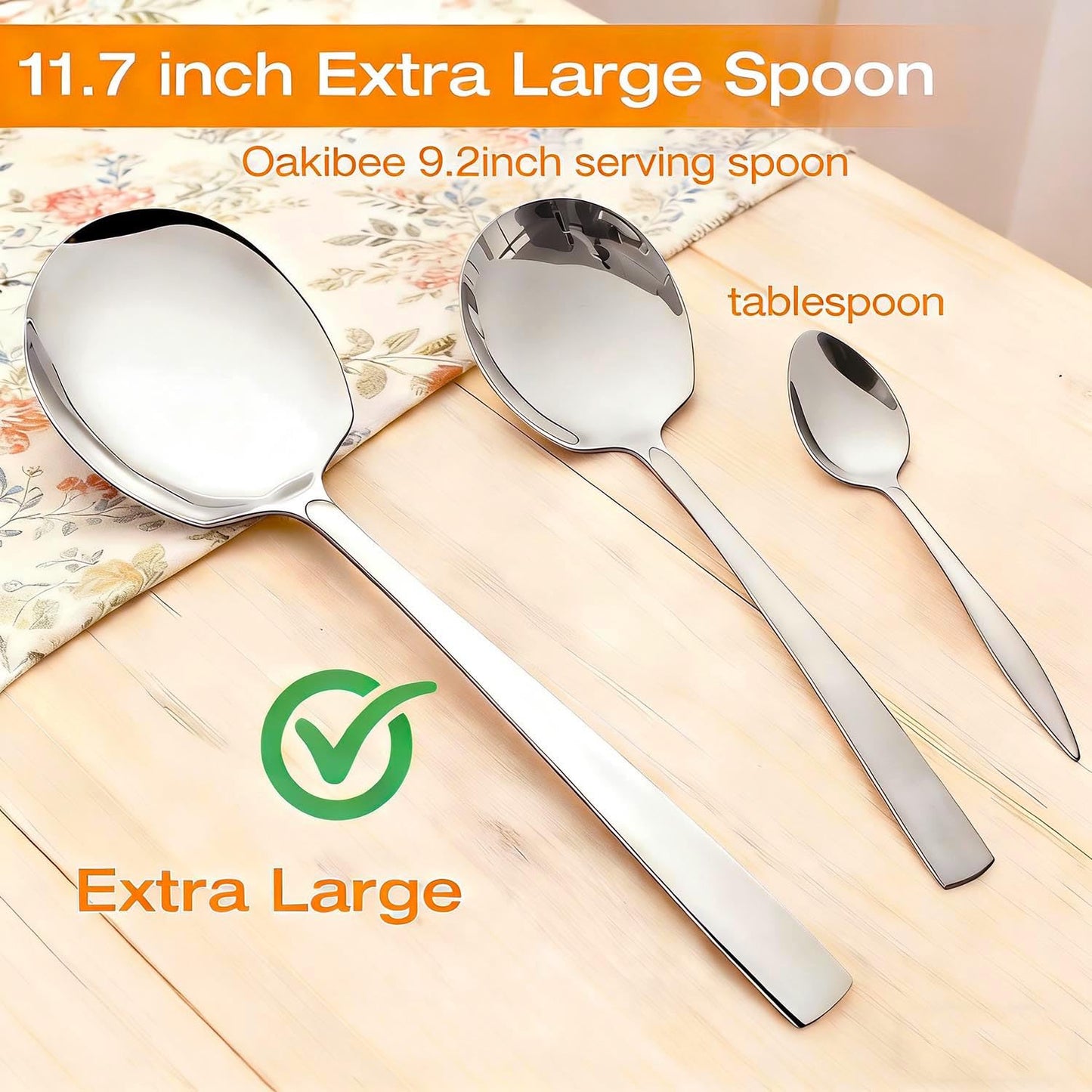 Extra Large Serving Spoons Set of 2-Piece, 11.7-Inch Silver Serving Spoon 18/8 Stainless Steel Serving Utensils for Buffet, Parties, Catering, Banquet - Dishwasher Safe (2-Pack, Silver)