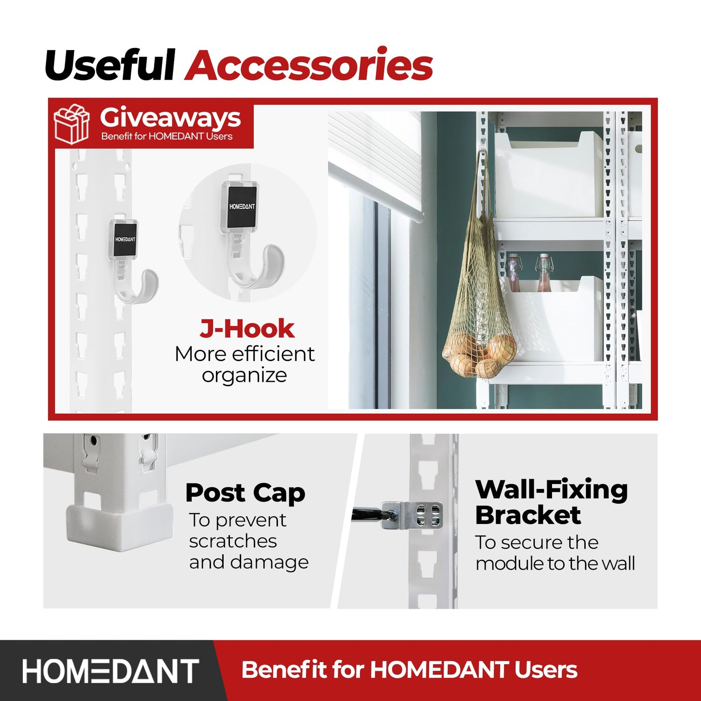 HOMEDANT 47.7" W 5 Tier Heavy Duty Garage Shelving Adjustable Metal Rack Storage Shelves Standing Shelf Unit Organizers Industrial Warehouse Basement White 1Pack