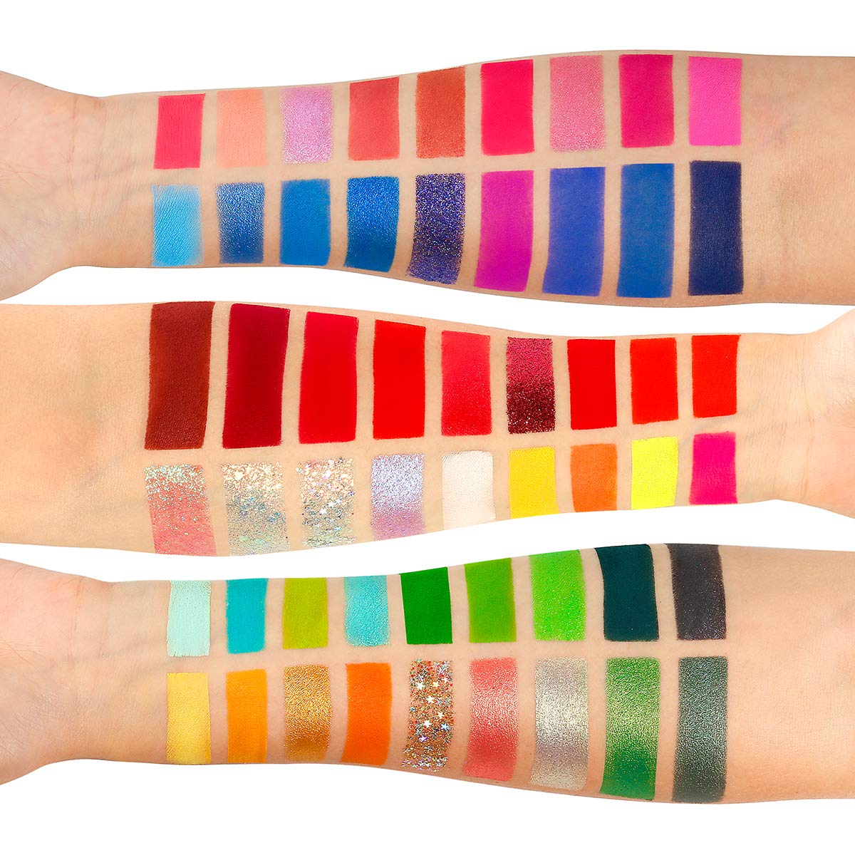 BEUSELF Neon Eyeshadow Palette, Highly Pigmented 54 Color Matte Shimmer Glitter Blacklight Makeup Pallet Glow In the Dark, Long Lasting Waterproof Rainbow Uv Colorful Eye Shadow for Rave,Party,Cosplay