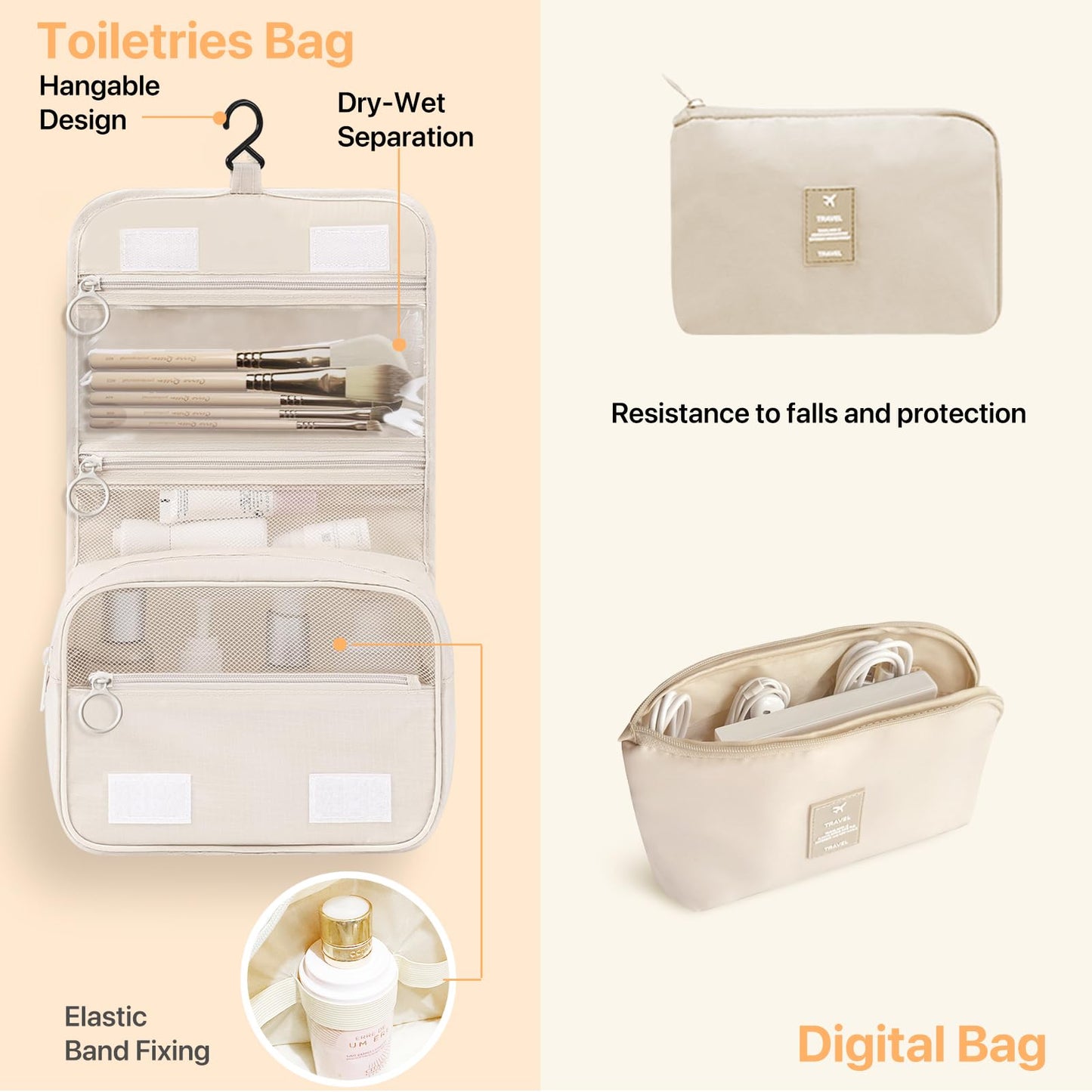 Chijoo 12-piece Packing Cubes Set (Beige), Packing Cubes for Suitcases, Travel Essentials