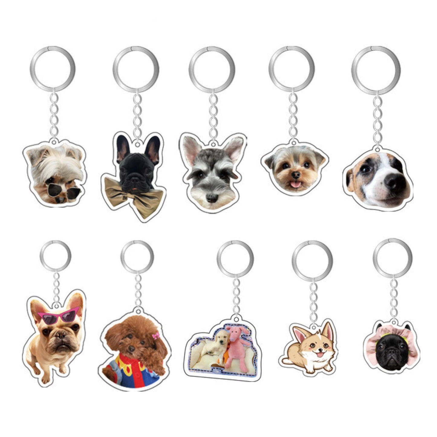 Eletizy Personalized Photo Dog Cat Acrylic Keychain Custom Keyring Backpack Pendant Gift (2inches)