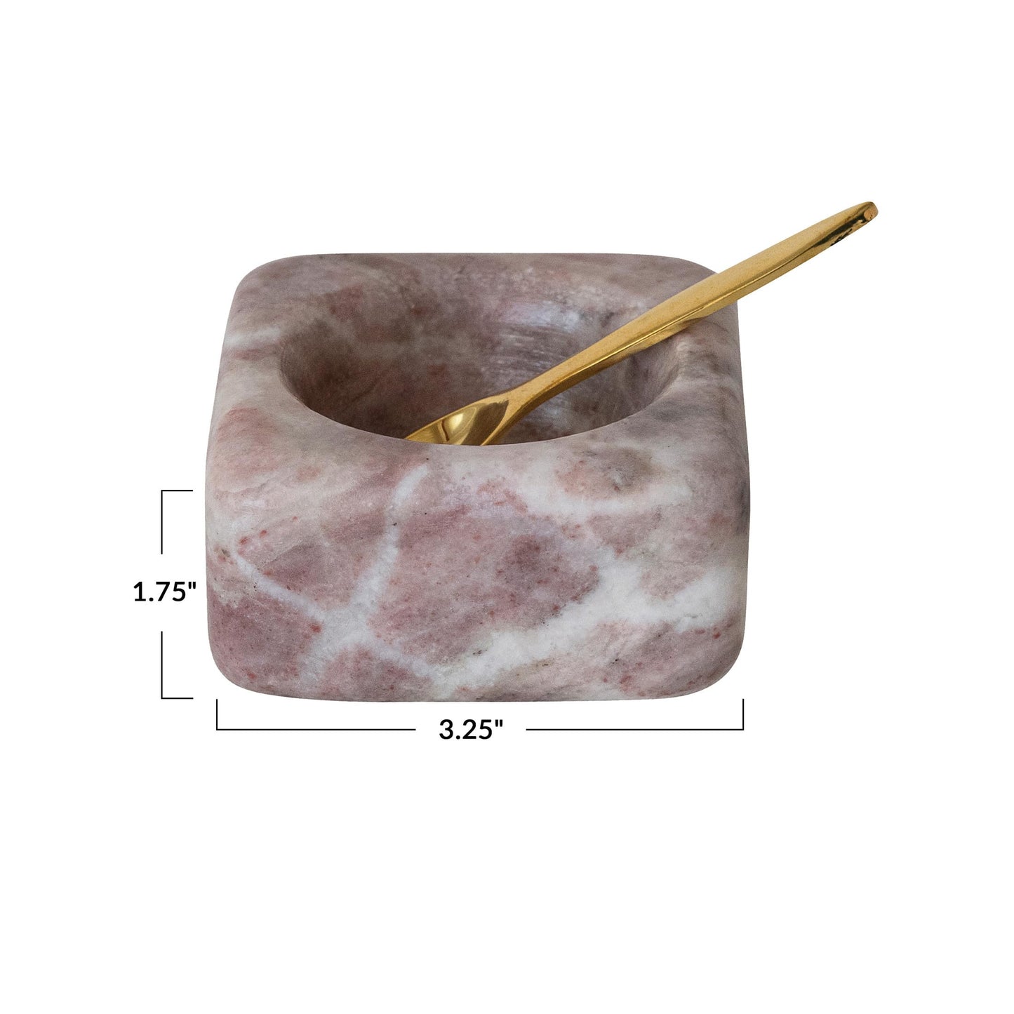 Bloomingville Marble Bowl with Brass Spoon, Pink