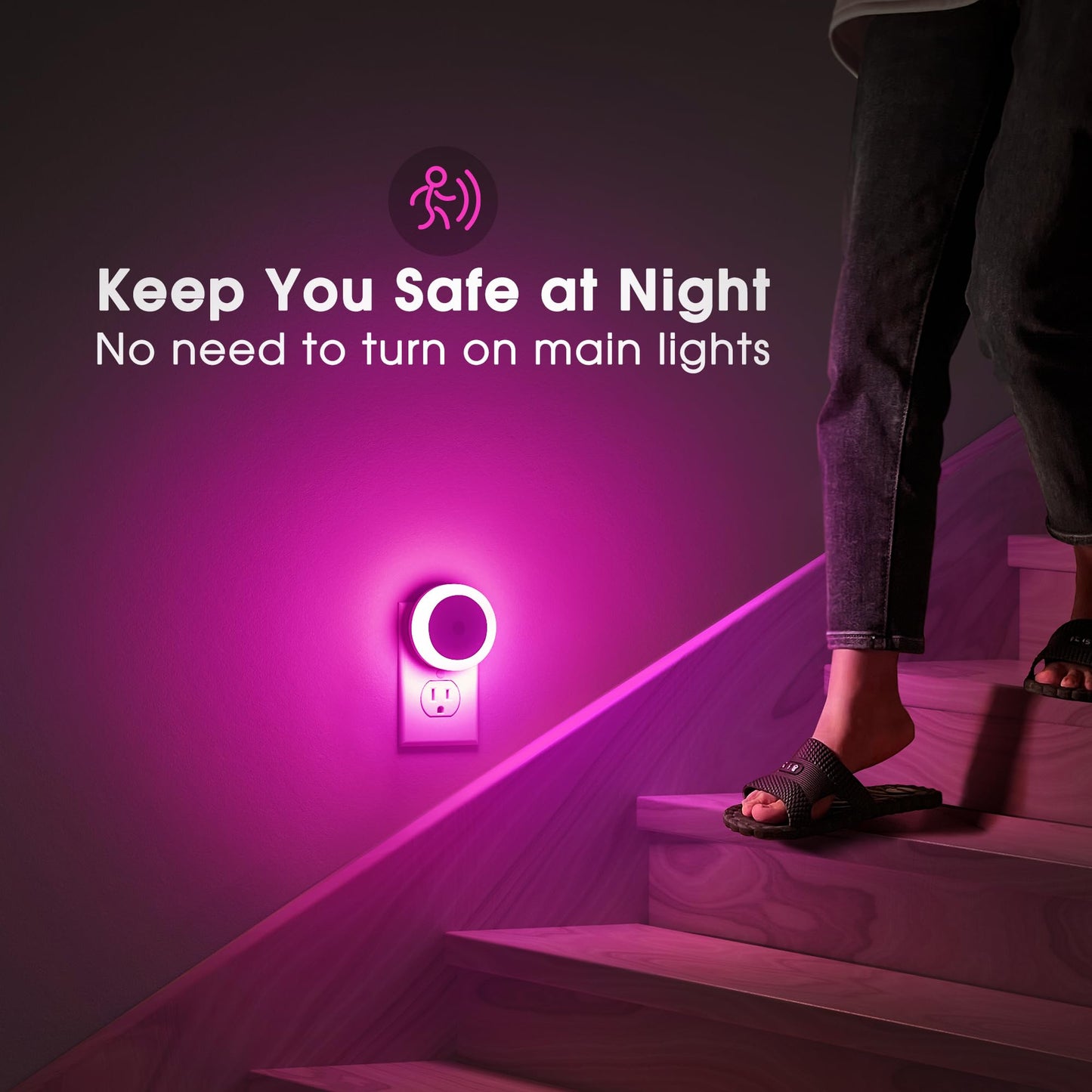 Briignite LED Baby Night Lights Plug into Wall [4Pack], Nightlight with Light Sensors for Kids Room, Bathroom Stair Lights, Hallway Light, Warm White