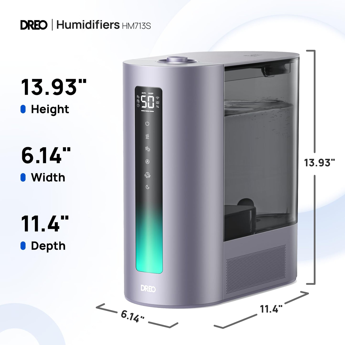Dreo 6L Humidifiers for Bedroom, Smart Warm & Cool Mist for Large Room, 60Hr Quiet Runtime for Baby, Plant, Humidity Sensor, Indicator Light, 12H Timer, Google/Alexa, HM713S