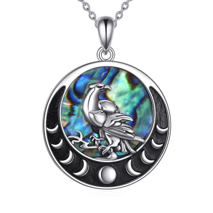 YONFQE Raven Necklace S925 Sterling Silver Crow Raven Pendant Jewelry Gifts for Men Women