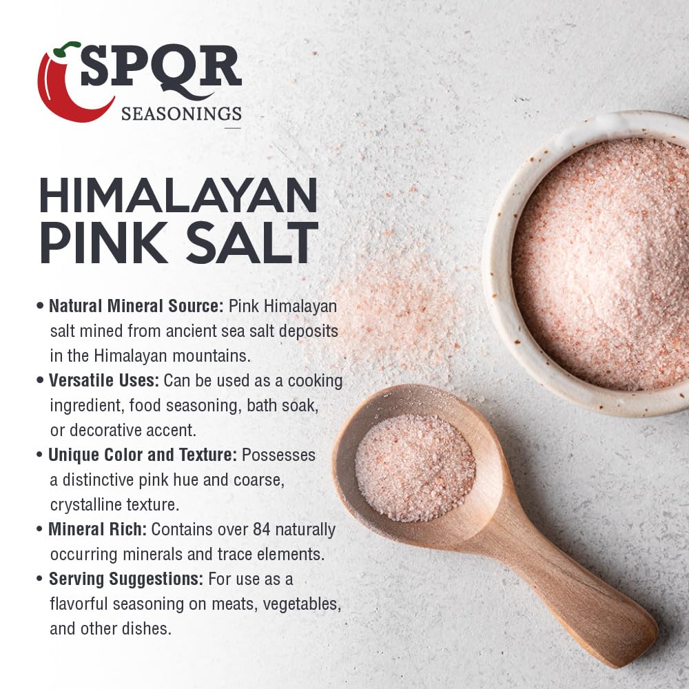 Himalayan Pink Salt Coarse Grain XL 1.2 lb. Bottle Grinder Refill Nutrient and Mineral Dense Salt Crystals by SPQR Seasonings