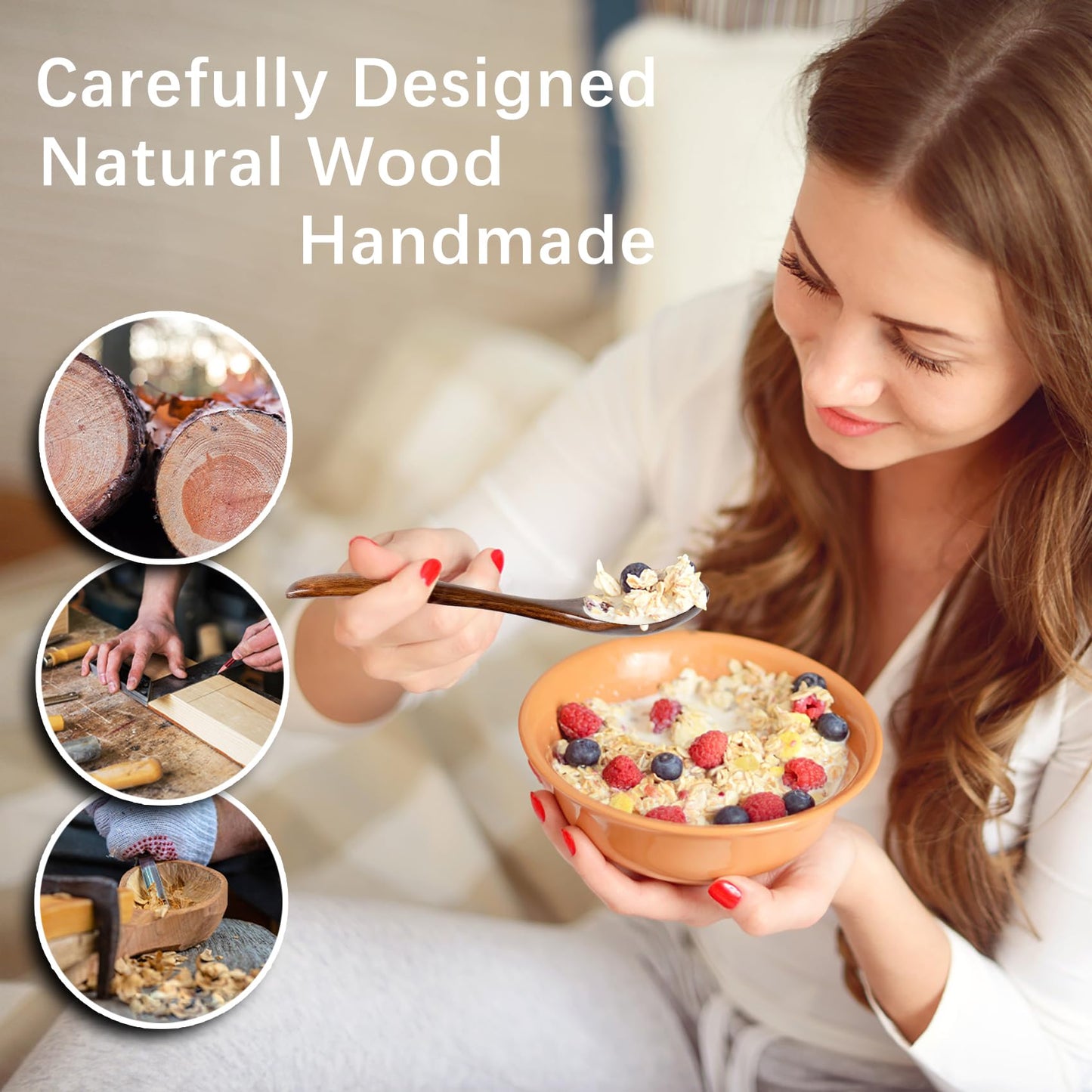 Hefild 7 PCS 5.78 Inch Small Wooden Spoons and 6 PCS 6.7 Inch Small Wooden Spoons for Soup