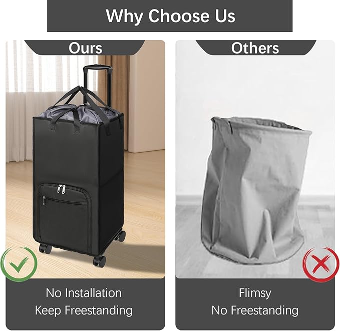 Bukere Extra Large Rolling Laundry Basket