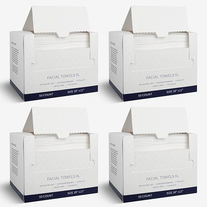 200 Count Disposable Face Towels – Value Pack Extra Thick Biodegradable Facial