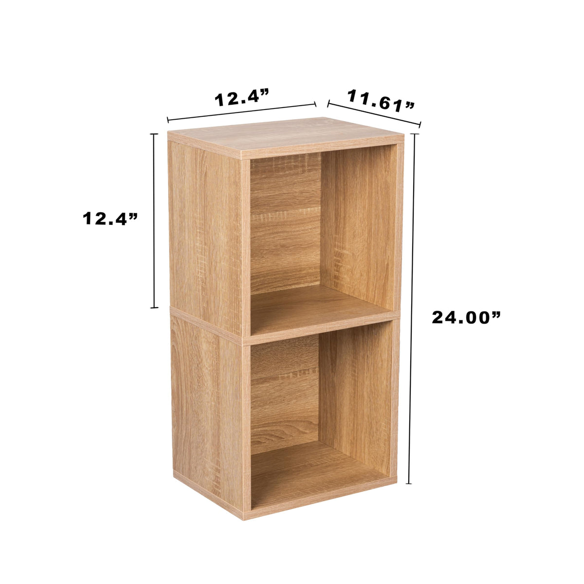 2 Cube Storage Organizer Wooden Bookshelf, 2 Cube Shelf Bookcase, Small Bookshelf Storage Organizer, 2 Cube Storage Shelf for Bedroom, Small Bookshelf for Living Room and Office (Natural, 2 Cube)