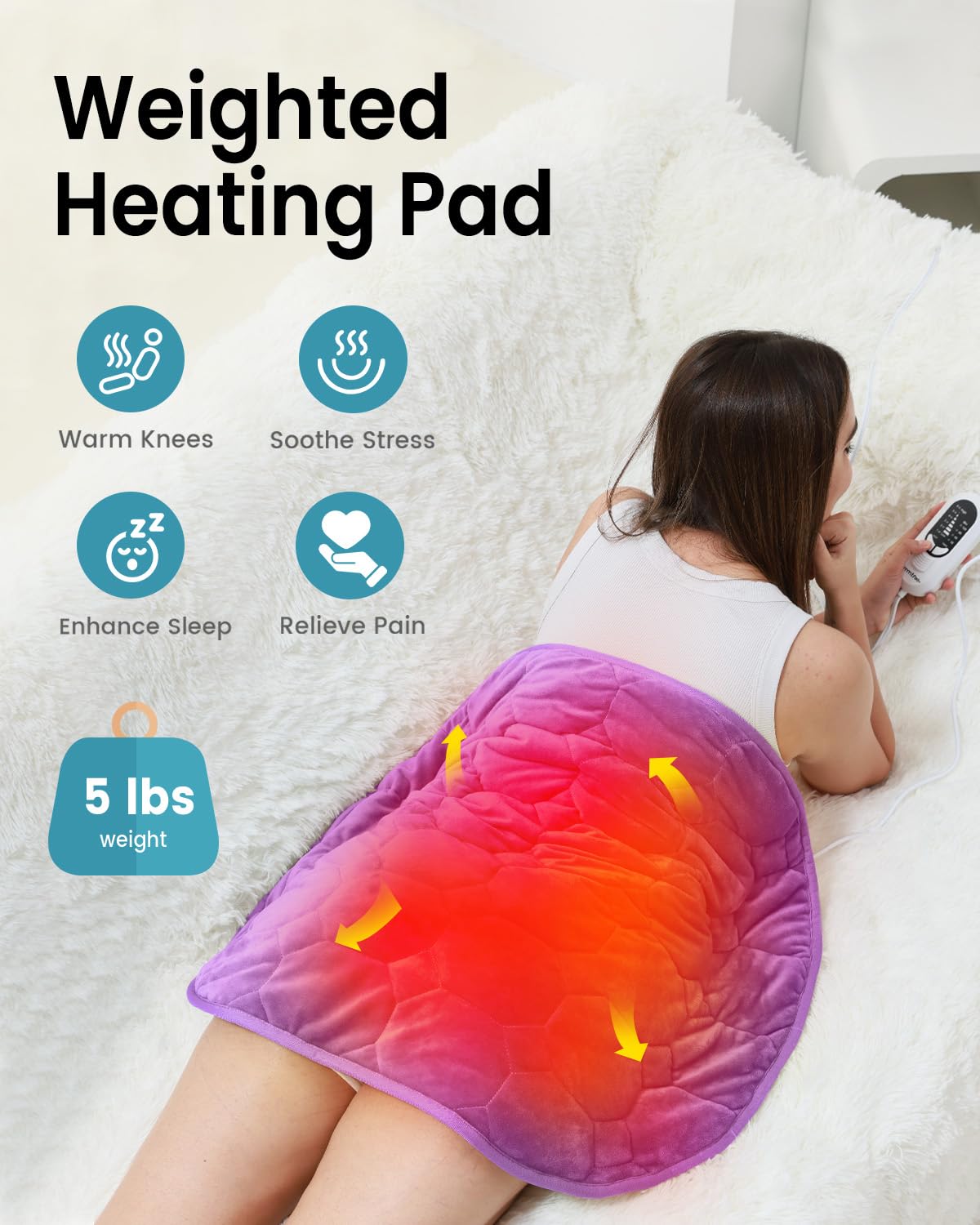 immtree Weighted Heating Pad for Deeper Pain Relief, 7lbs XXXL Size(29x24) with Fast Heat Technology, Heated Blankets for Adults, Relief for Back and Shoulder and Knee