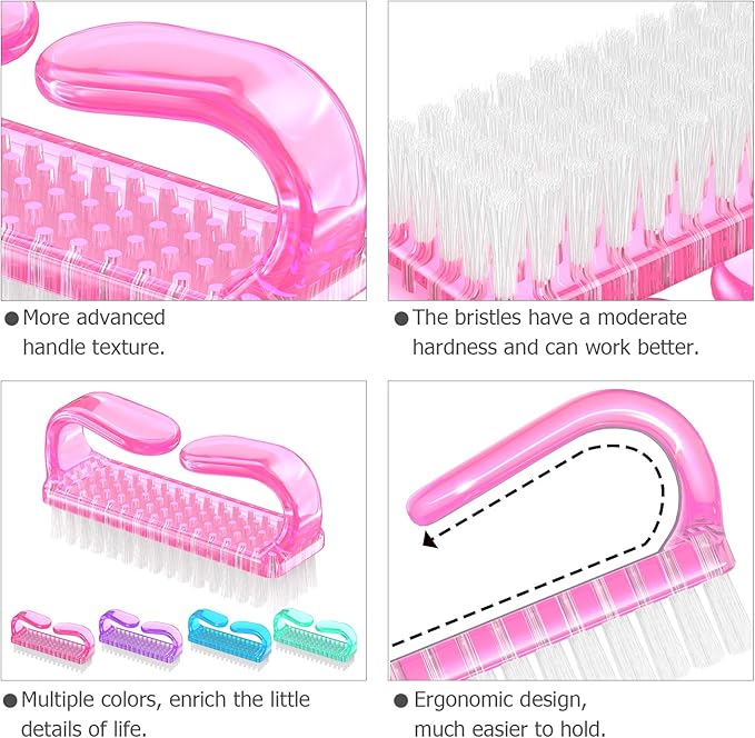 Handle Grip Nail Brush, Hand Fingernail Brush Cleaner Scrubbing Kit Pedicure