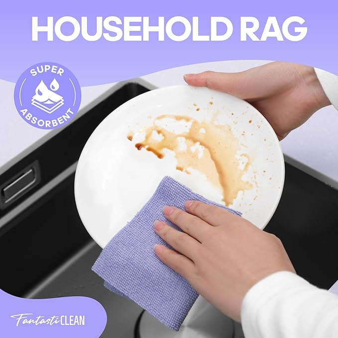 Fantasticlean Microfiber Cleaning Cloth Roll -60 Pack, Tear Away Paperless
