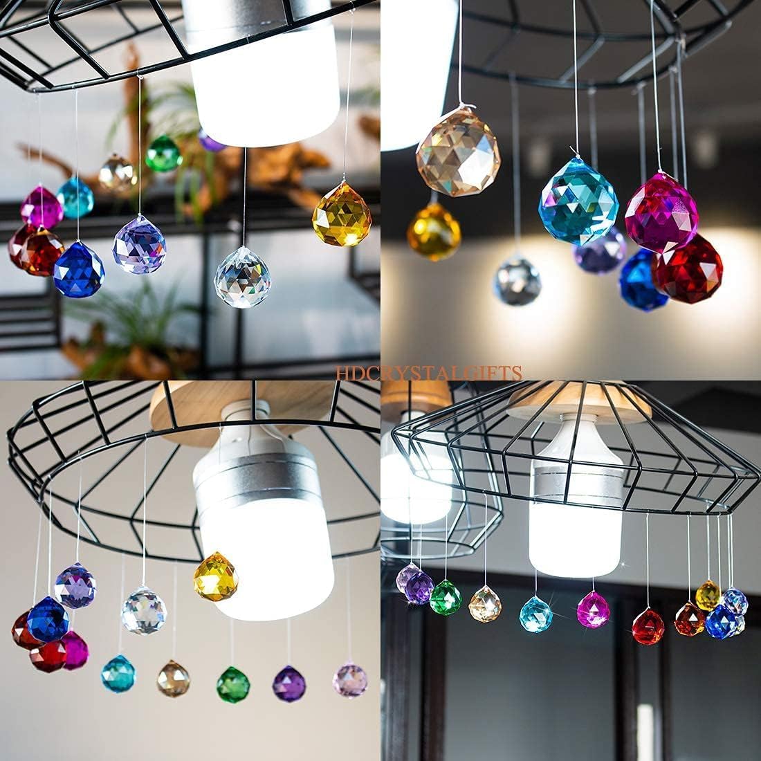 HDCRYSTALGIFTS 15pcs Crystal Ball Prism 30mm Handmade Feng Shui Faceted Sun Catchers Rainbow Maker Suncatchers for Window Hanging,Glass Ball Ornaments for Christmas Tree (Multi-Color)