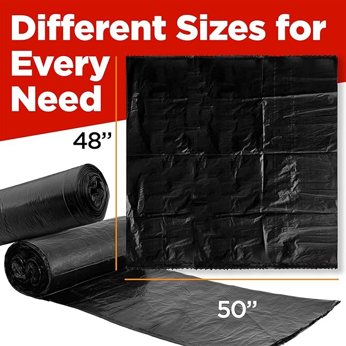 ToughBag 64-65 Gallon Trash Bags Heavy Duty, 50 x 48” Large Black Garbage Bags