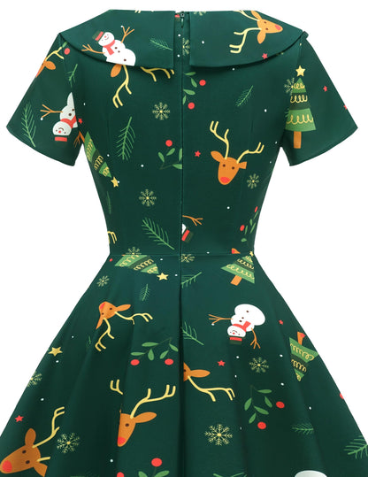 Wedtrend Women's 1950s Vintage Audrey Hepburn Style Cocktail Swing Dresses WTP20007ArmygreenChristmasDeerXS