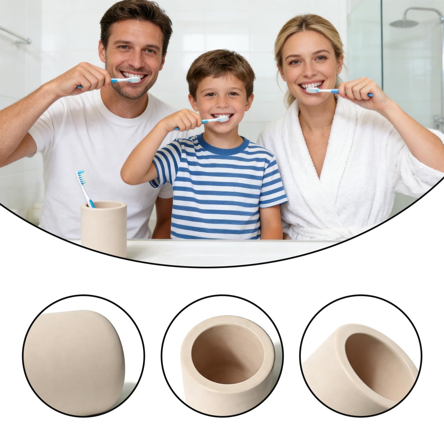 2 Pack Beige Diatomite Toothbrush Holder, Stone Toothbrush Holder for Bathroom, Fast-Drying Countertop Organizer for Electric Toothbrushes, Toothpaste & Cups