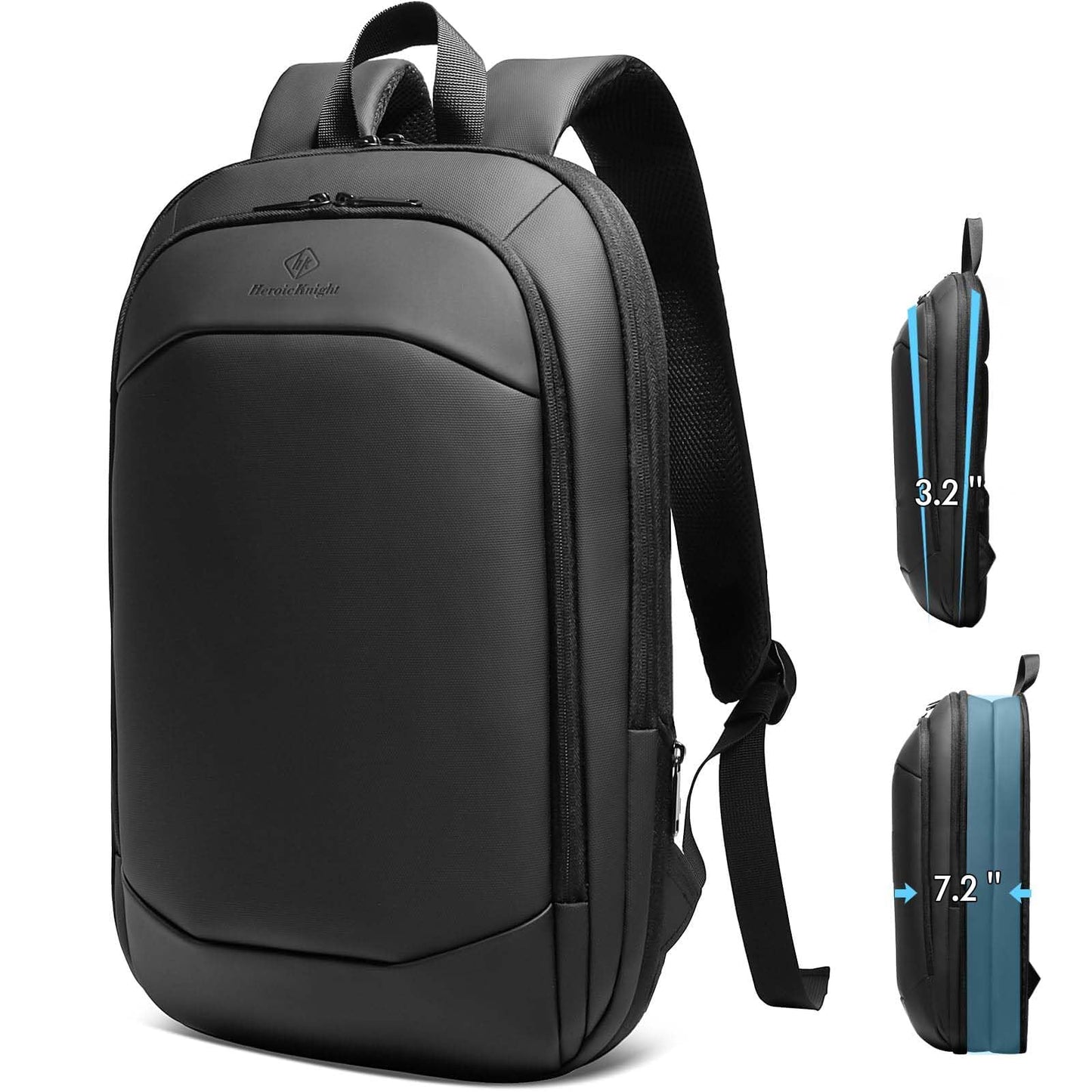 HEROIC KNIGHT Slim Laptop Backpack, Expandable Business Travel Backpack, Water-Resistant Anti Theft Laptop Rucksack, Lightweight Computer Work Bag Daypack For Men Women, Fits 15.6 Inch- Black