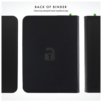 Vault X 9 Pocket Trading Card Zip Binder, 360 Cards, Premium Exo-Tec Album Material, 20 Side-Loading Pages, Folder for Collectible Games, Sports, TCG (Black)