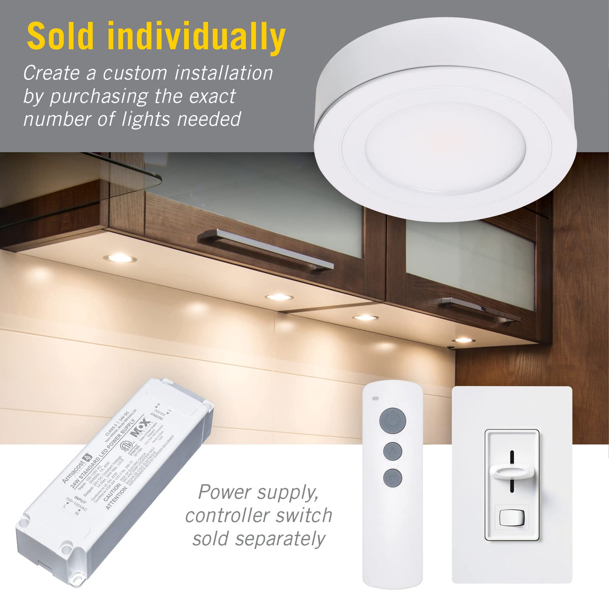 Armacost Lighting PureVue 233412 Dimmable LED Puck Light - Soft Bright White, White Finish