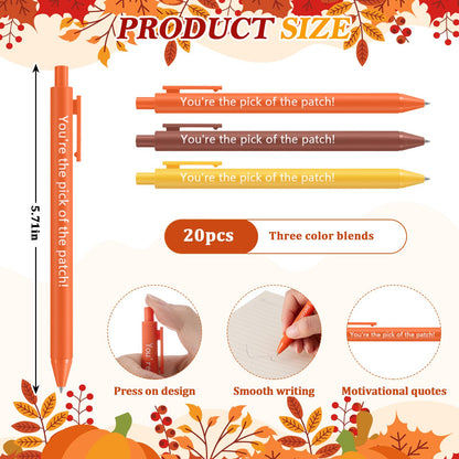 AmazingSpark 20 Sets Fall Thanksgiving Gifts Bulk Inspirational Ballpoint Pens Pumpkin Keychains You're The Pick of The Patch Gift Cards Fall Party Favors for Employee Coworker Teacher Appreciation