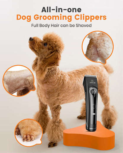 oneisall Dog Clippers for Grooming Doodles Poodles Thick Curly Hair,Low Noise Heavy Duty Dog Grooming Kit with Detachable Metal Blades