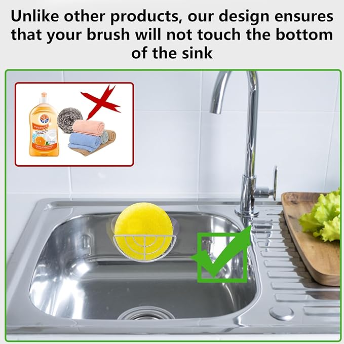YeeBeny Kitchen Sink Suction Holder, Suction Cup Sponge Holder, Sponge Caddy