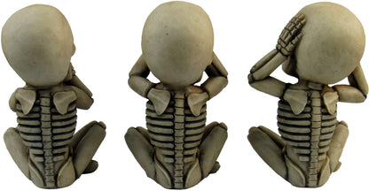 DWK Morbid Morals See Hear Speak No Evil Mini Skeleton Figurines | Macabre for Halloween Gothic Home Decor | Office Desk Decorations | Halloween Decorations - 4" (Set of 3)