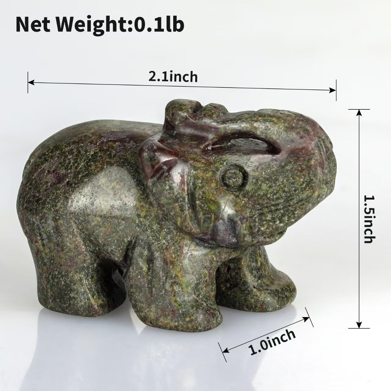 Bosfante 2" Dragon Blood Stone Elephant Statue for Vitality & Strength,Elephant Decor for Wisdom & Good Luck,Elephant Figurine for Home & Office Decor