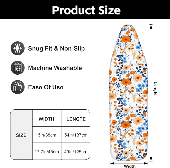 Floral Ironing Board Cover, Standard Size Cotton Iron Board Covers
